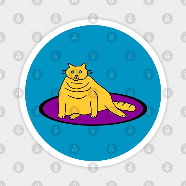 Yellow Chonk Cat on a Rug Magnet by ellenhenryart